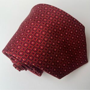 Daniel De Fasson Studio Men's Necktie Burgundy Geometric Pattern Silk Wedding